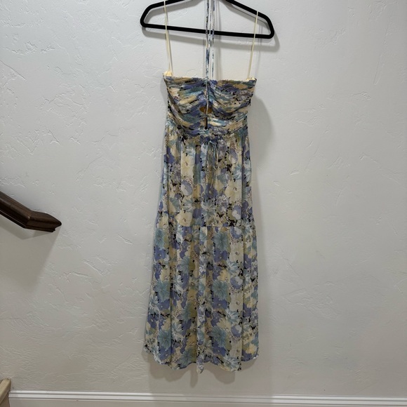 NWT ASTR The Label Small Rozina Blue Green Floral Cutout Halter Maxi Dress - Picture 7 of 16
